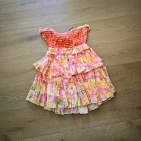 Rococo Sand Pink and Yellow Mini Dress - Picture 4 of 8
